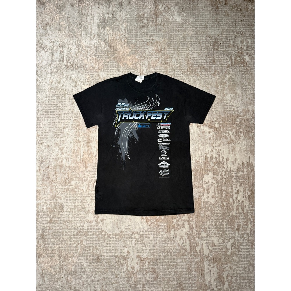 Gildan 2012 Bandimere Speedway Monster Truck Festival Black Graphic Print Shirt